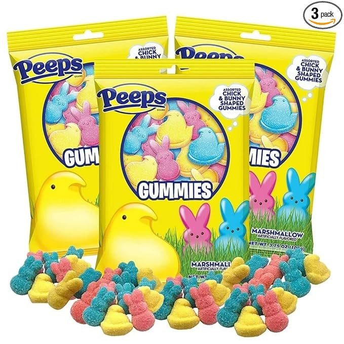 Easter Peeps Gummies, Marshmallow Flavored Bunnies and Chicks, Egg and Basket Stuffers Candy, (Pa... | Amazon (US)