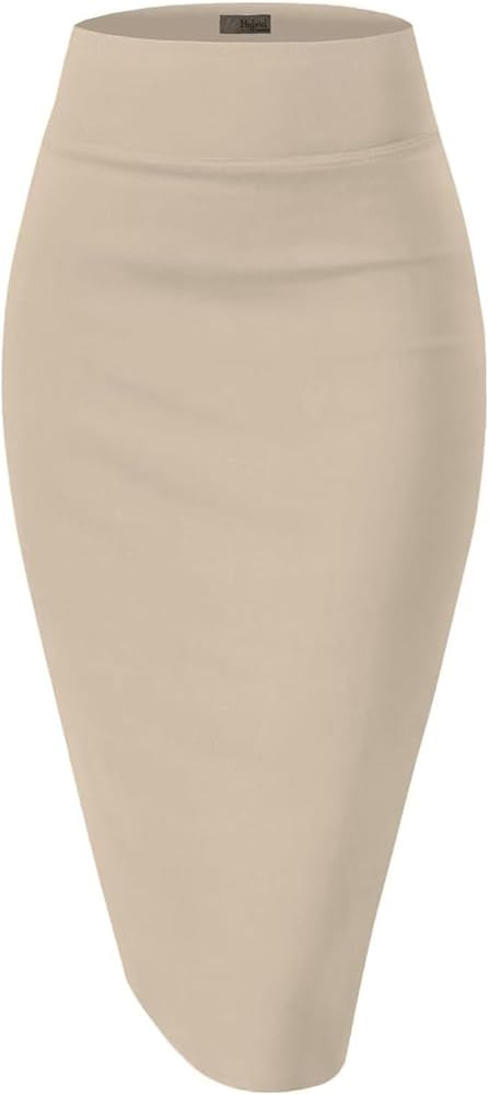 Hybrid & Company Women's Premium Nylon Ponte Stretch High Waist Pencil Suit Skirt Below Knee | Amazon (US)