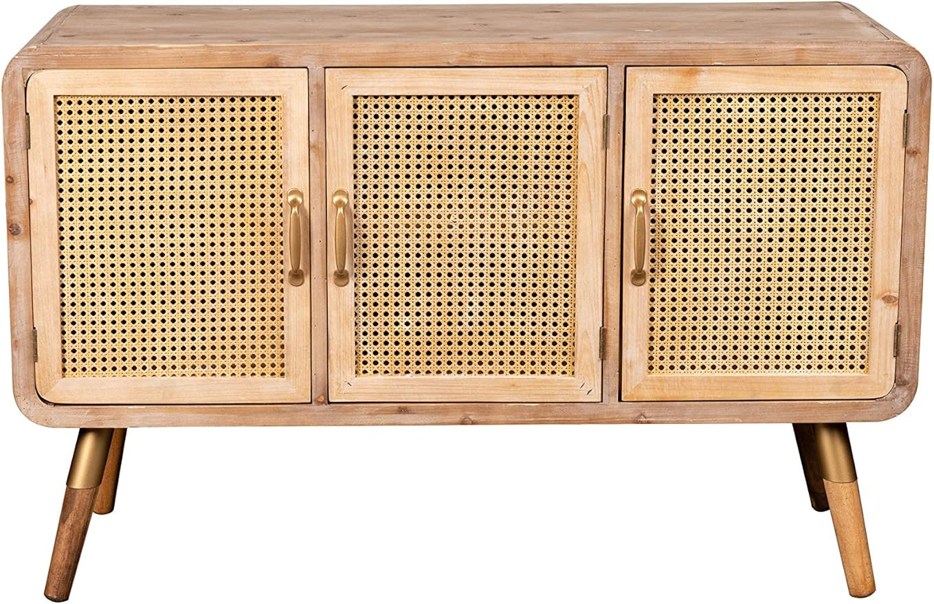 Statements by J Modern Vintage Shia Cane Accent w/3 Doors, 30.5 Inch Tall, Natural Brown and Gold... | Amazon (US)