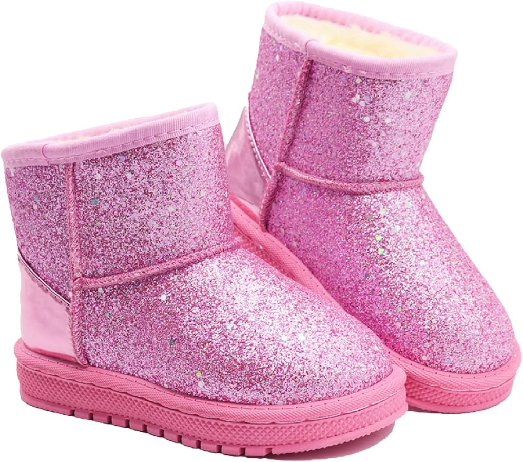 Girl's Boots Kids Glitter Snow Boots Durability Slip Resistant Outdoor Ankle Boots(Toddler/Little... | Amazon (US)