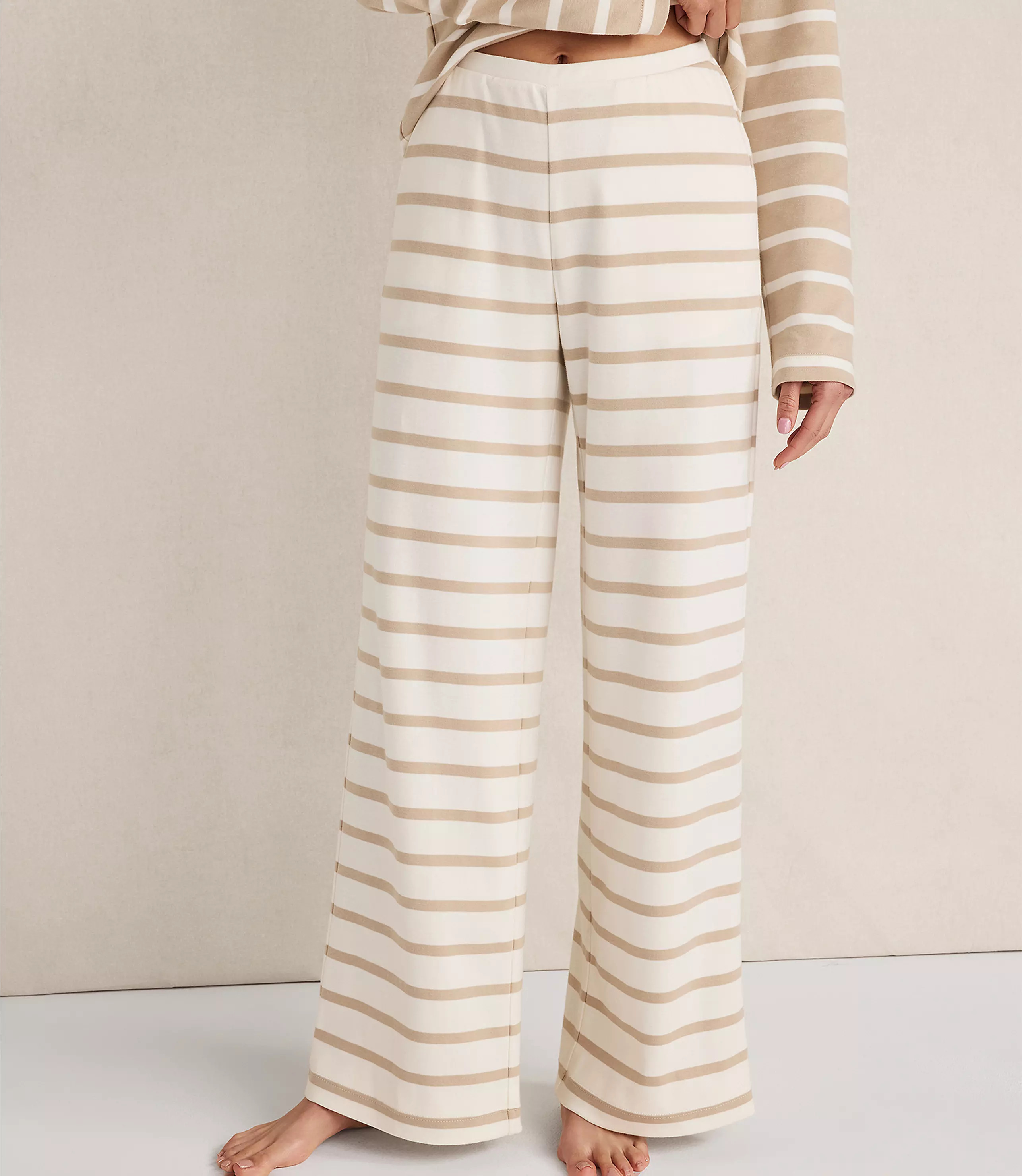Haven Well Within Brushed Cotton Interlock Stripe Pants | LOFT