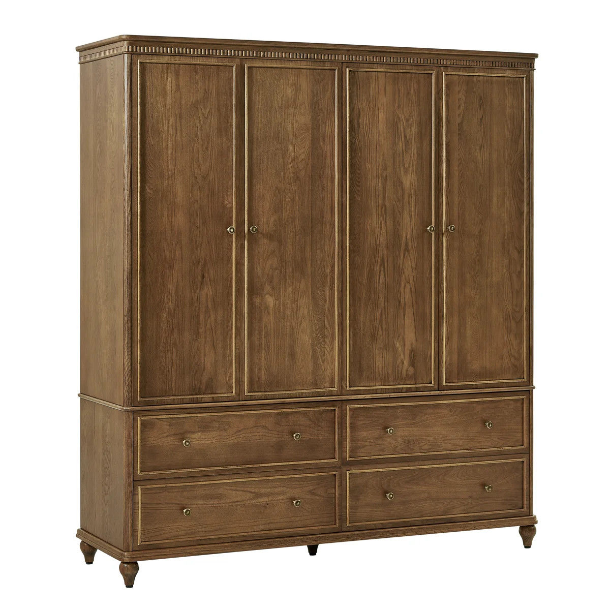 Atkinson Solid Wood 78.74"h 4-door Armoire With Drawers - Traditional Wardrobe Closet With Shelve... | Wayfair North America