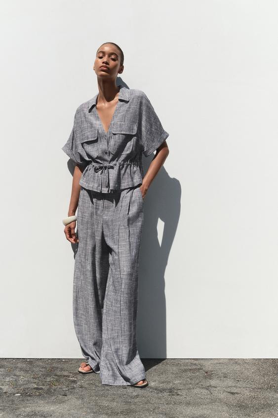 LINEN BLEND SAFARI SHIRT | Zara US