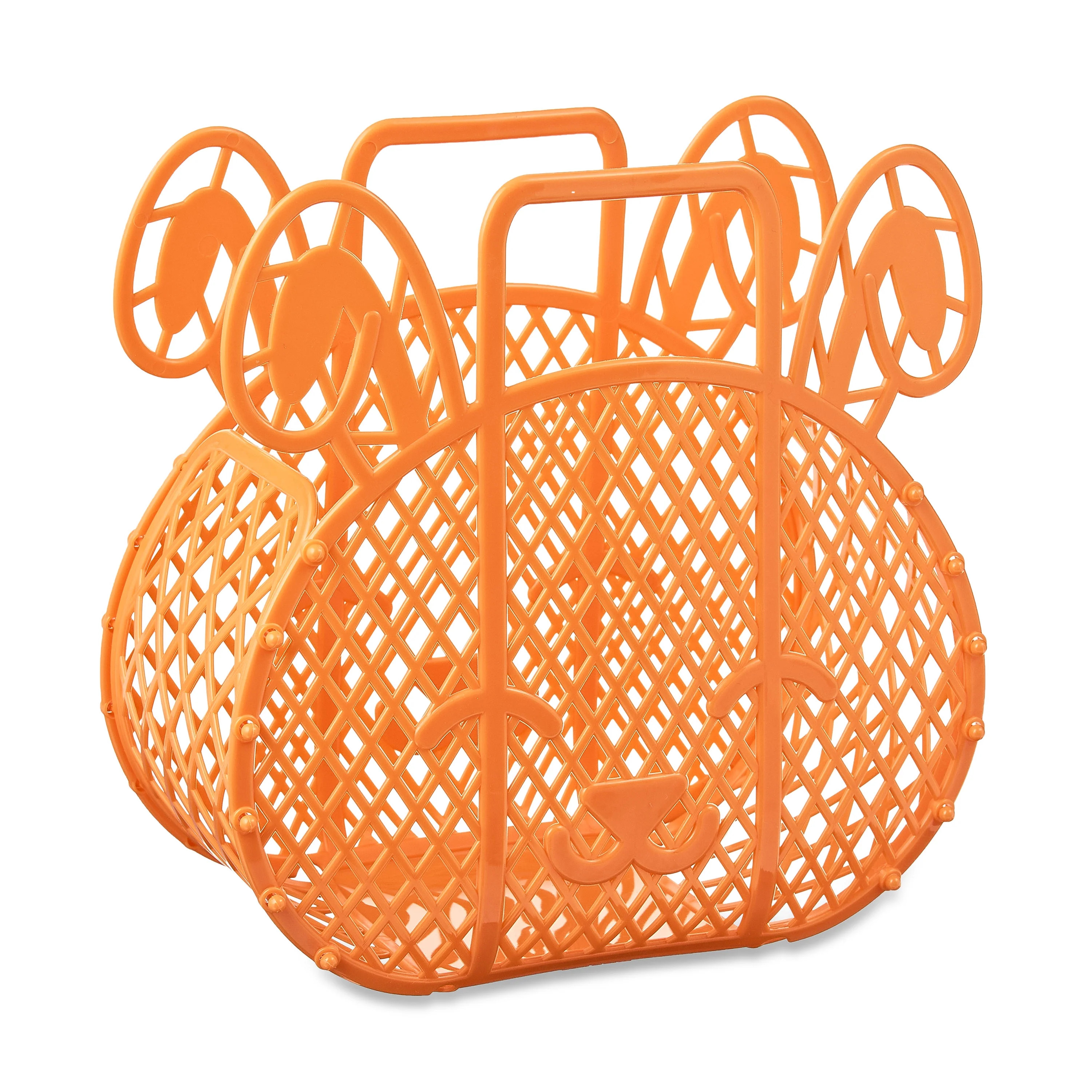 Easter Orange Bunny Collapsible Plastic Basket, 9 in x 9 in, by Way To Celebrate | Walmart (US)