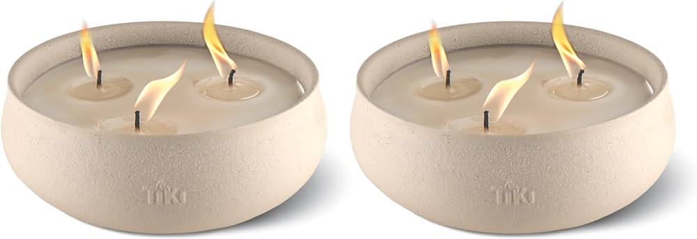 Citronella Candle 2-Pack – 7-Inch White Wax Bowl with Concrete Finish – Outdoor Decorative Ca... | Amazon (US)