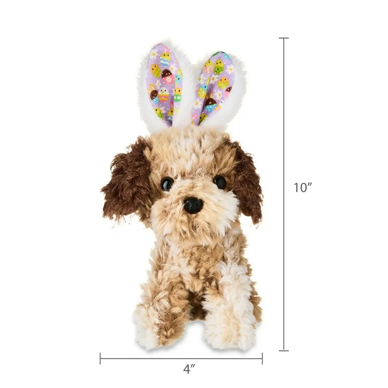 Easter Small Brown Puppy Plush with Bunny Ears, 10 in, by Way To Celebrate | Walmart (US)