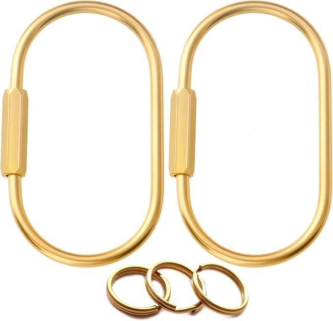 Gold Brass Key Rings, Purse Bag Charms for Handbags, Screw Lock Key Organizer, Carabiner Keychain... | Amazon (US)