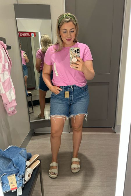 Levi’s at target! I sized up one! 

This shirt runs sooo small. I am wearing an XL here. 

Sandals THEBLOOMINGNEST 

#LTKmidsize #LTKsalealert