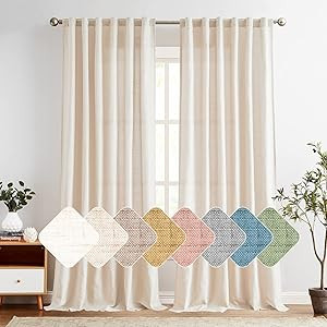 jinchan Linen Beige Curtains 84 Inches Long for Living Room Farmhouse Rod Pocket Back Tab Light F... | Amazon (US)