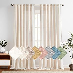 jinchan Linen Beige Curtains 84 Inches Long for Living Room Farmhouse Rod Pocket Back Tab Light F... | Amazon (US)
