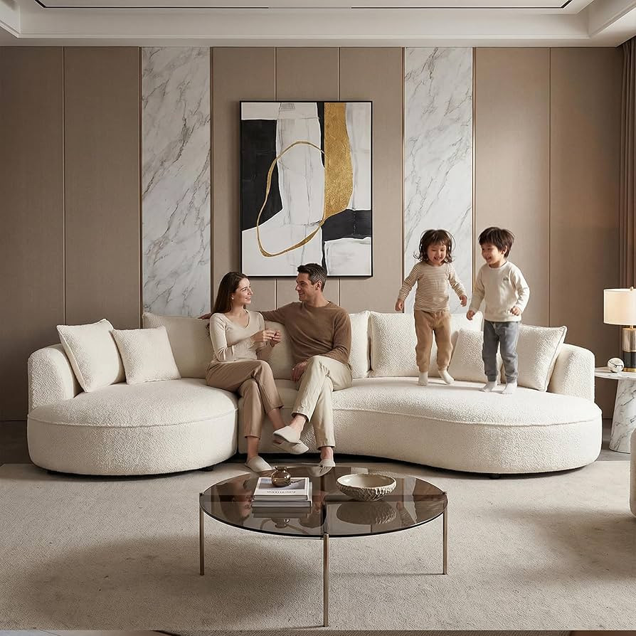 mr.waiba 125" Oversized Curved Sectional Sofa,Boucle Upholstered Modular Couch with Chaise,Deep S... | Amazon (US)