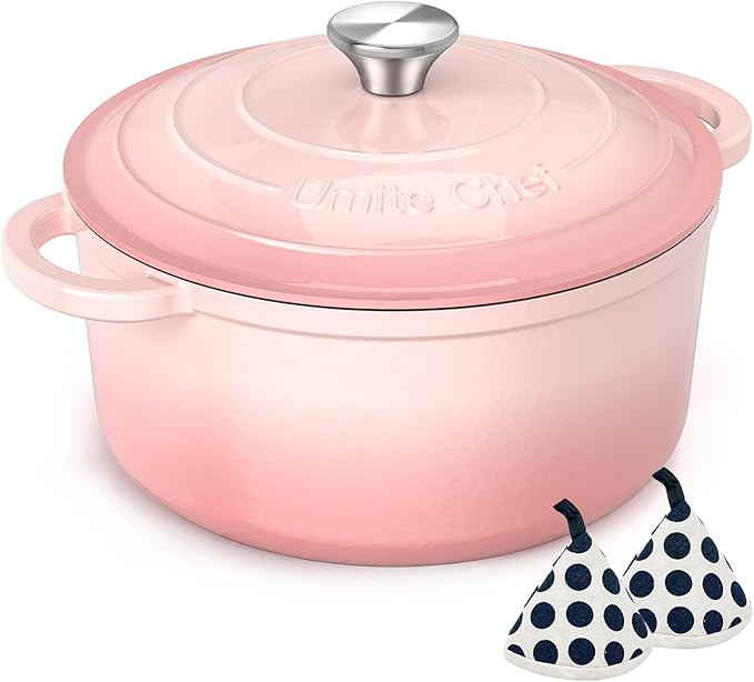 Umite Chef 5QT Enameled Cast Iron Dutch Oven Pot with Lid, Heavy-Duty Cookware for Bread Baking, ... | Amazon (US)