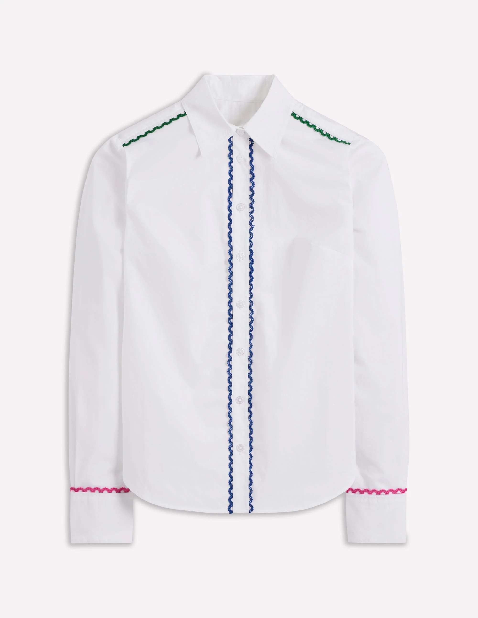 Sienna Interest Cotton Shirt-White, Multi Trim | Boden (US)