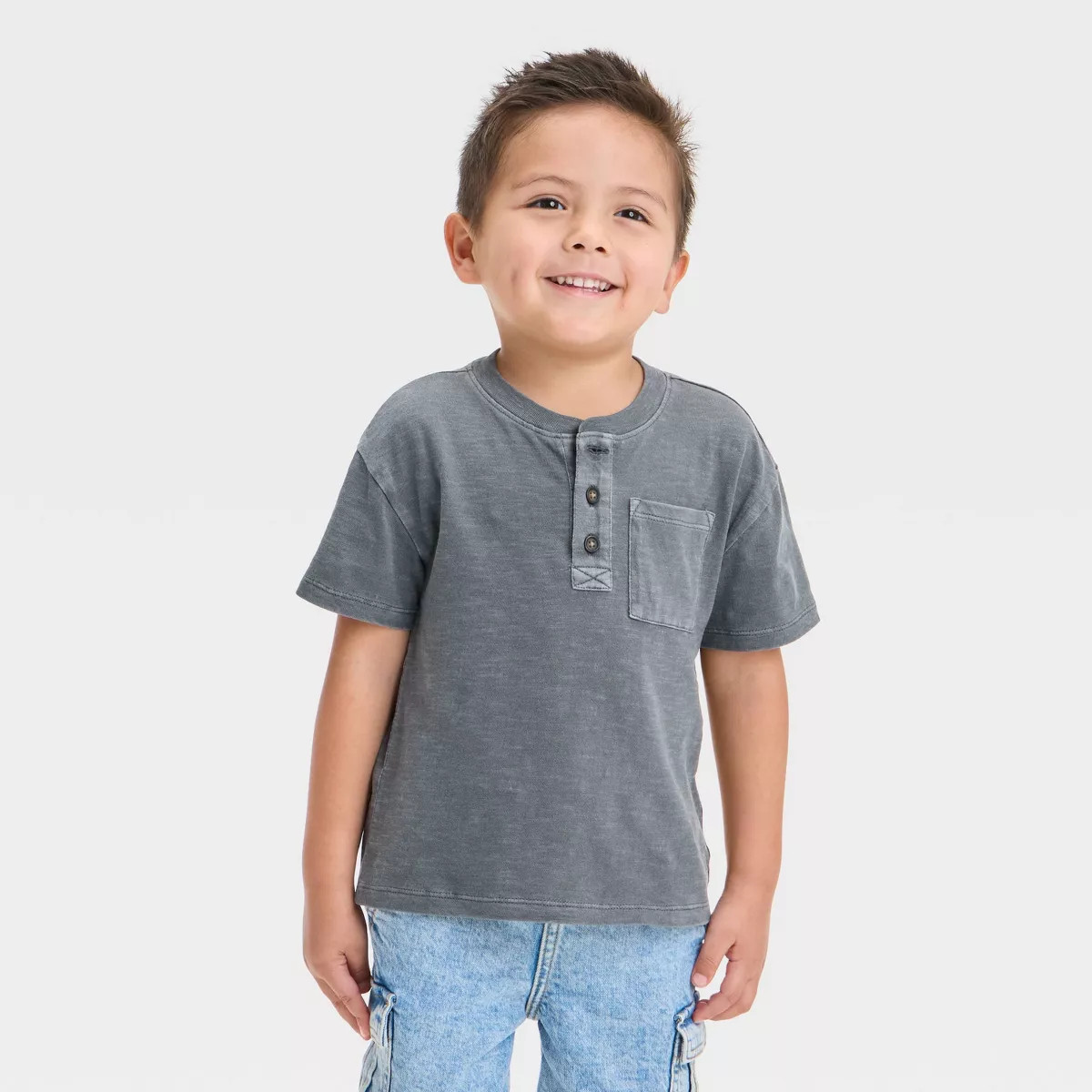 Toddler Boys' Short Sleeve Henley T-Shirt - Cat & Jack™ Green 2T | Target