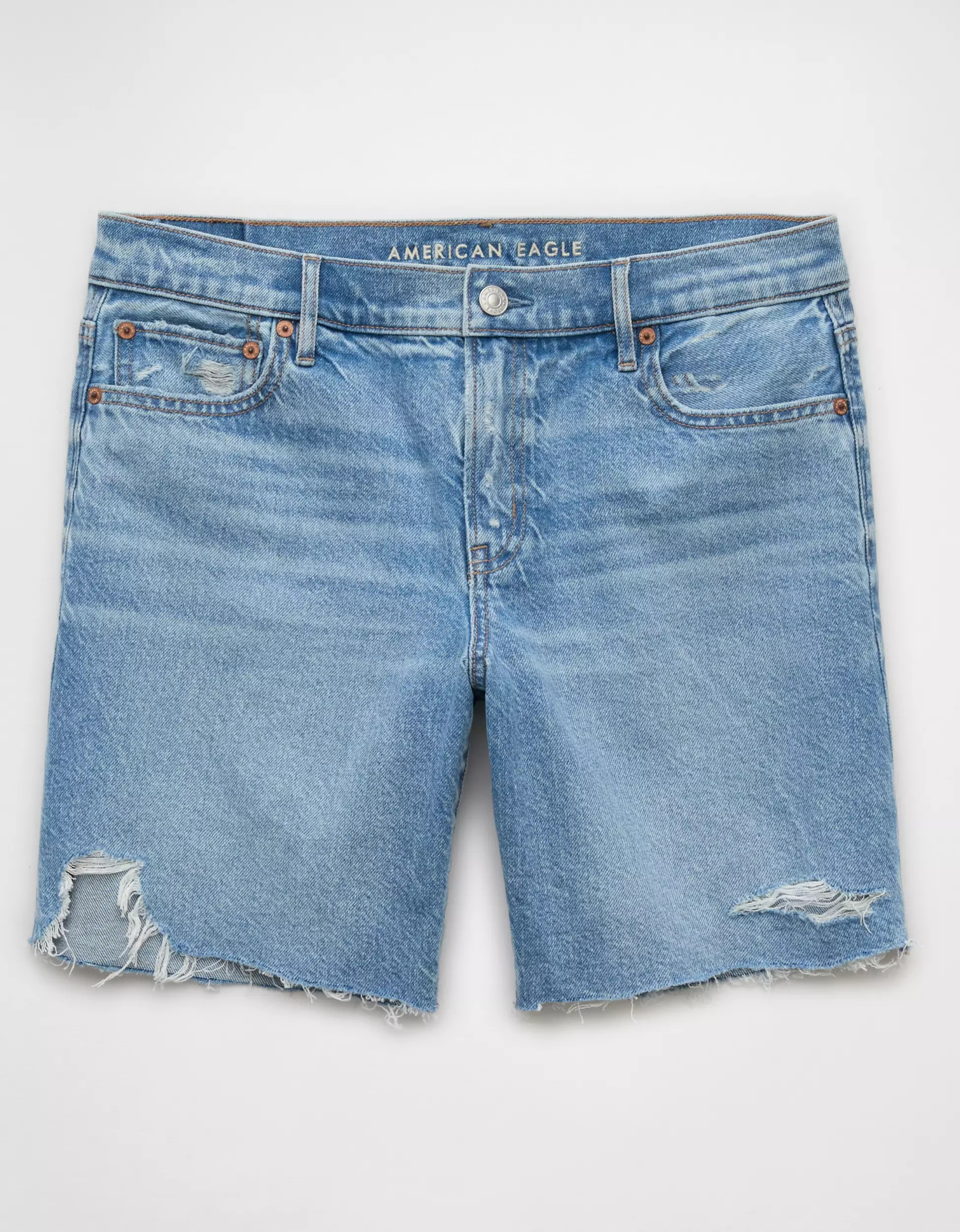 AE 8" Strigid Perfect Denim Bermuda Short | American Eagle Outfitters (US & CA)