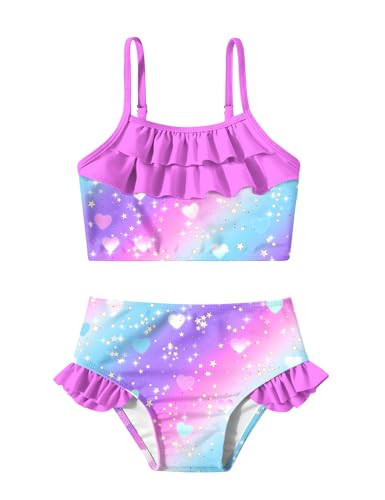 Girl Bathing Suit Vibrant Color Gradient Heart Bikini 2 Piece Swimsuit 6-7Y | Amazon (US)