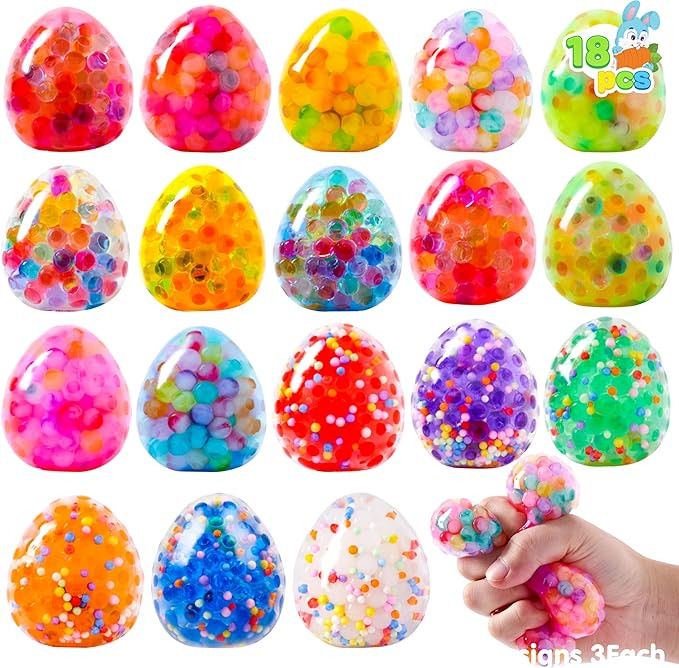 JOYIN 18pcs Multicolor Easter Eggs Stress Ball, Easter Balls Filled, Stress Balls Easter Egg Fill... | Amazon (US)