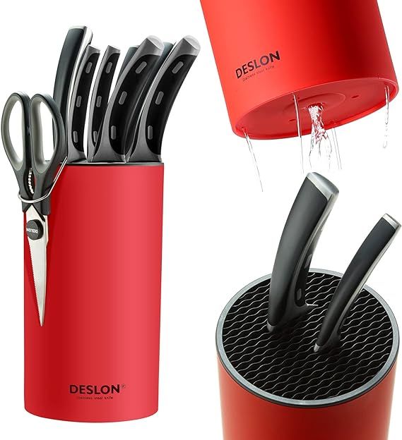 DESLON Knife Blocks, Knife Holder without Knives, Empty Knife Block, Universal Knives Blocks, Red... | Amazon (US)