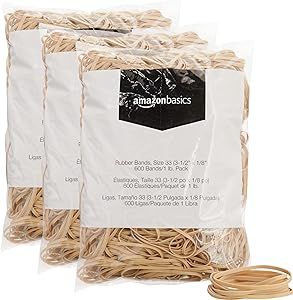 Amazon Basics Rubber Bands, Size 33 (3-1/2 x 1/8 Inch), 600 Bands/1 lb Pack, 3-Pack, Tan | Amazon (US)