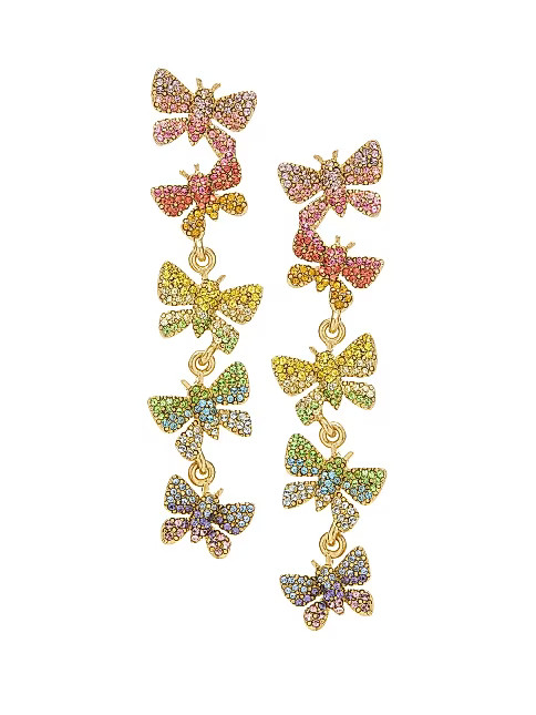 Goldtone & Glass Crystal Butterfly Chandelier Earrings | Saks Fifth Avenue