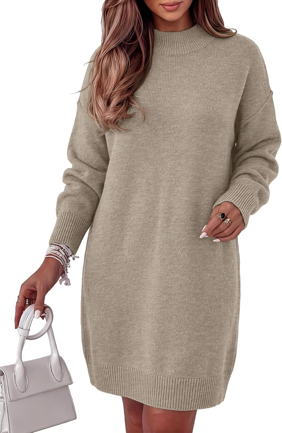ANRABESS Sweater Dress for Women Fall Oversized Crewneck Long Sleeve Dress | Amazon (US)