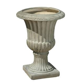 Misopily 19.7 in. W x 26 in. H Round Antique White Concrete Stone Urn Planter for Indoor and Outd... | The Home Depot