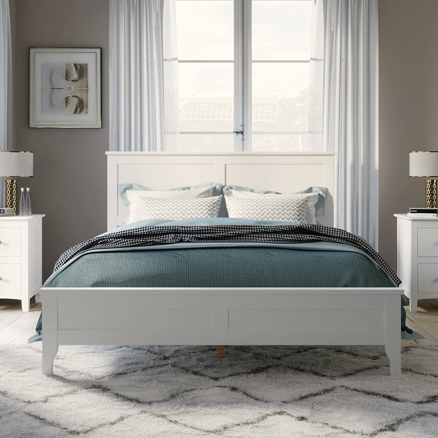 LZ LEISURE ZONE Full Size Platform Bed, Modern Solid Wood Full Platform Bed Frame, No Box Spring ... | Amazon (US)