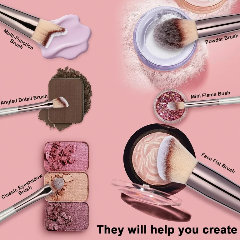 Huauoo Makeup Brush Set 20 Pcs, Foundation Powder Concealers Eye Shadows Blush Makeup Brushes | Walmart (US)