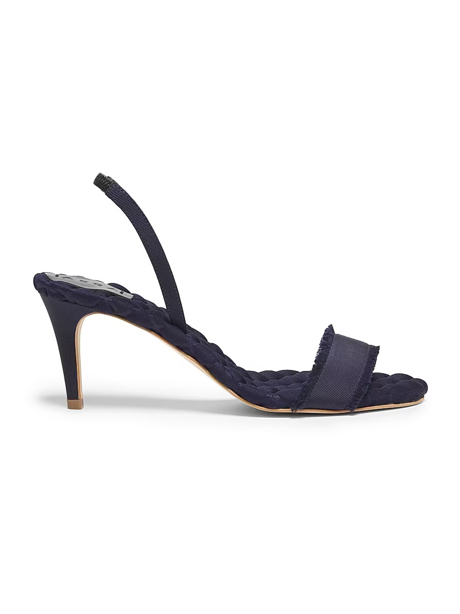 Women's Claudia 75MM Grosgrain Slingback Sandals - Navy - Size 7 | Saks Fifth Avenue