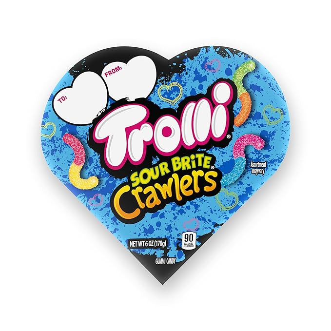 Trolli Sour Brite Crawlers Valentine's Day Heart Box, Valentine's Day Candy, 6 oz | Amazon (US)