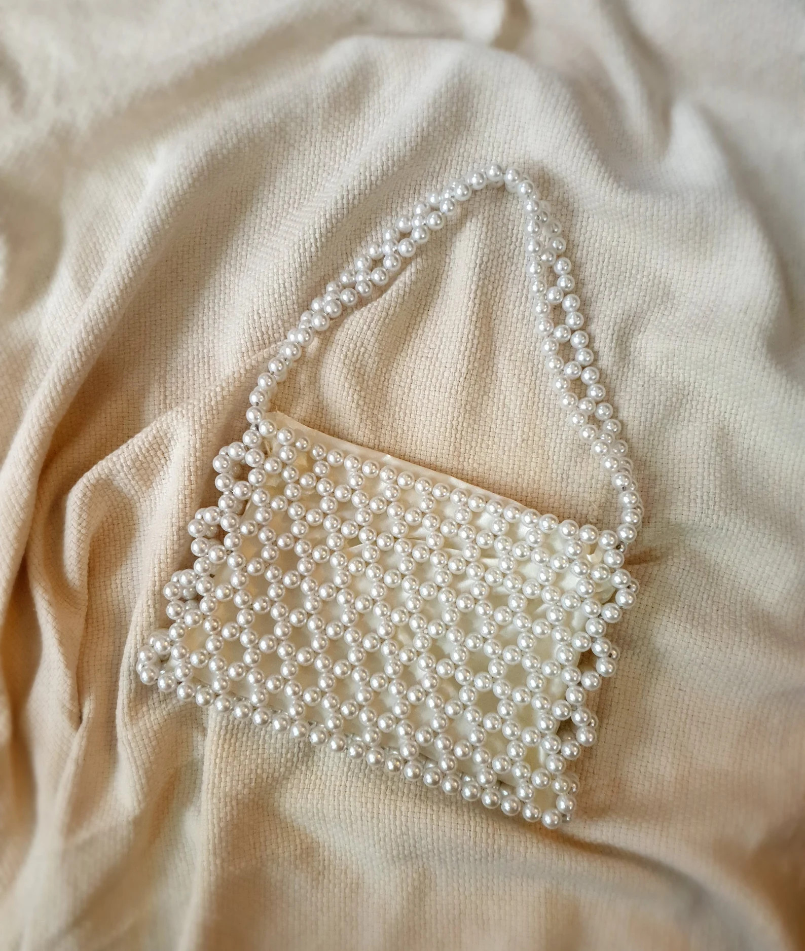 Pearl Beaded Bag, Faux Pearl Shoulder Bag, Pearl Purse, White Evening Bag, Bridal Bag, With Satin... | Etsy (US)
