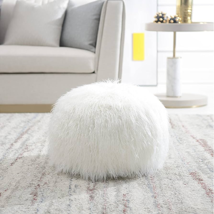 Comfortland Faux Fur Ottoman Stool (Empty & New), Fuzzy Pouf Cover, Fluffy Poof Ottomans, Furry U... | Amazon (US)