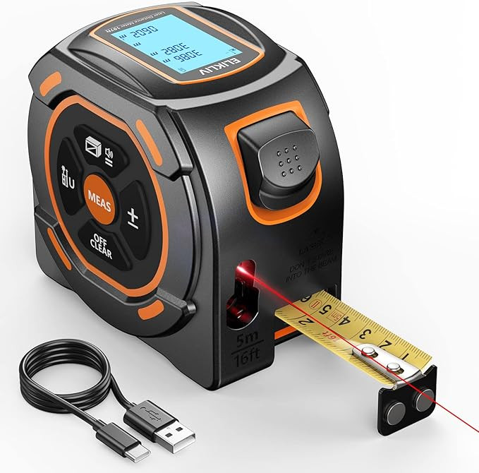Laser Tape Measure 2-in-1, 197Ft Laser Distance Meter & 16Ft Digital Tape Measure, with LCD Displ... | Amazon (US)