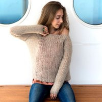 Beige Mohair Sweater, Chunky Wool Loose Knit Boho Style See-Through Elegant Grunge | Etsy (US)