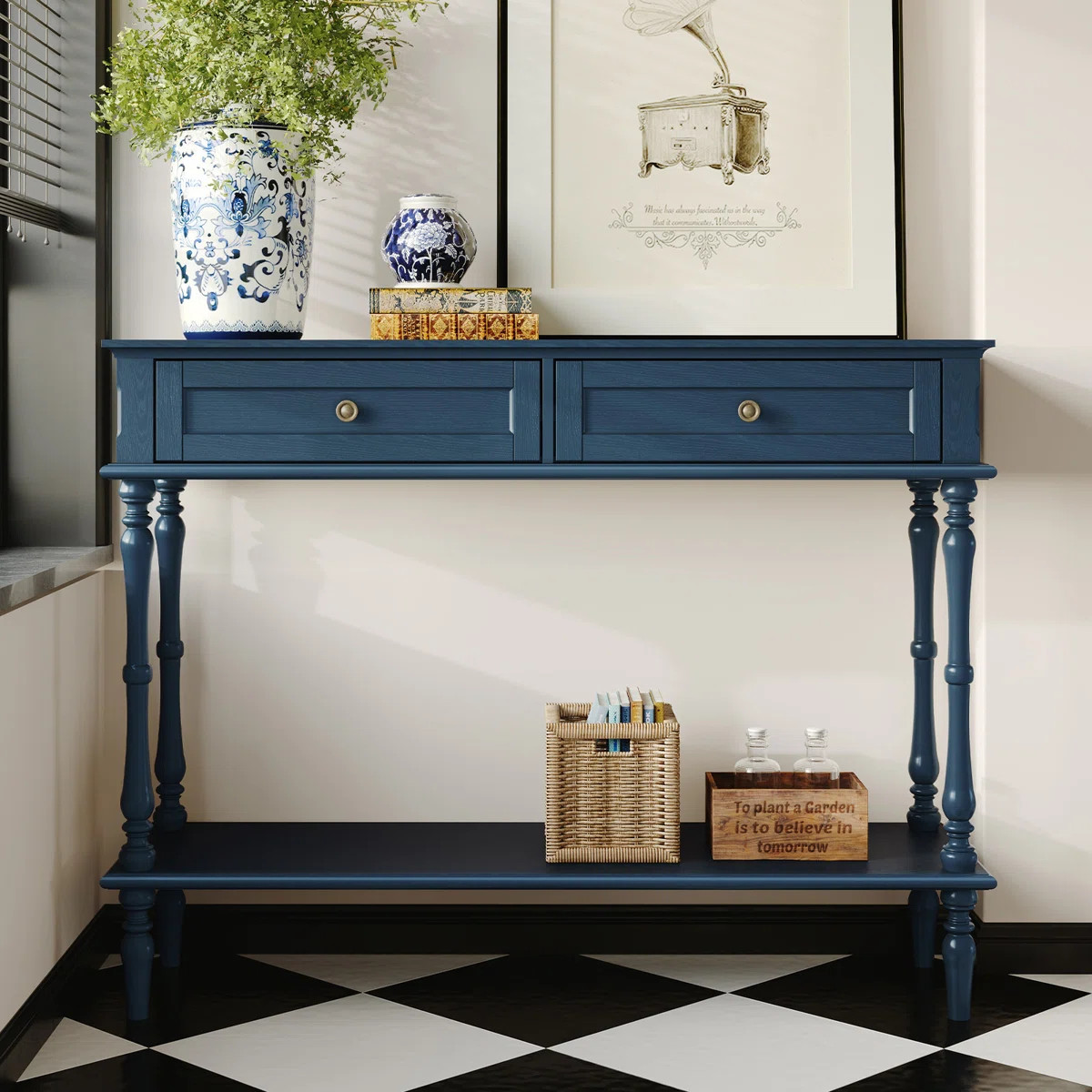 Mid-century Console Table with 2 Drawers(Minimal Assembly Needed) | Wayfair North America