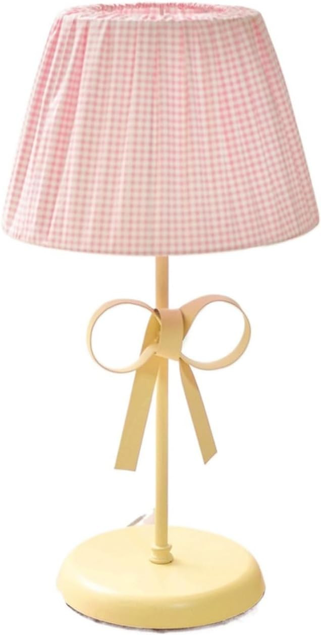 Table Lamps Cute Bow Table Lamp Metal Bedside Desk Lamps with Fabric Shade Decorative Night Light... | Amazon (US)