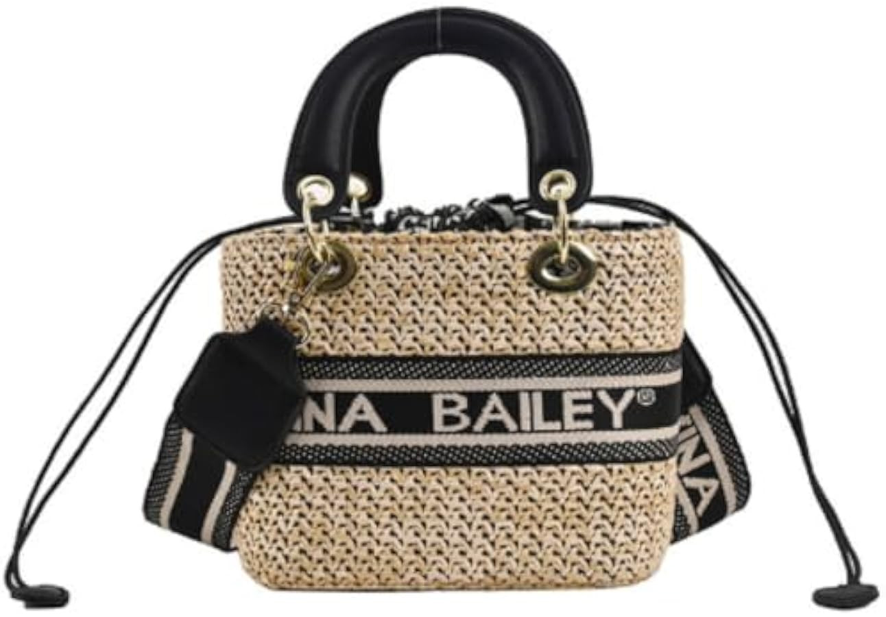 Luxury Designer Women's Straw Woven PU Leather Hit Color Handbag Trend Female Tote Crossbody Bags... | Amazon (US)