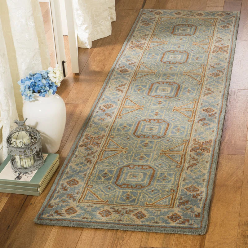 Washam Southwestern Handmade Tufted Wool Blue Area Rug | Wayfair North America