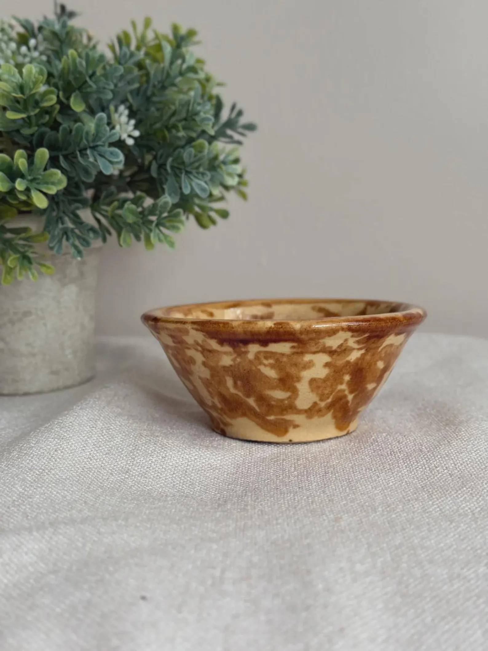 Vintage Spongeware Bowl | Light Brown Marbled Glaze Mini Bowl - Etsy | Etsy (US)