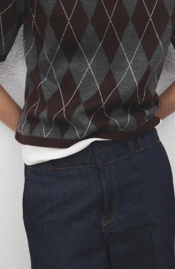 Rombus Argyle Plaid Short Sleeve Sweater | Nordstrom