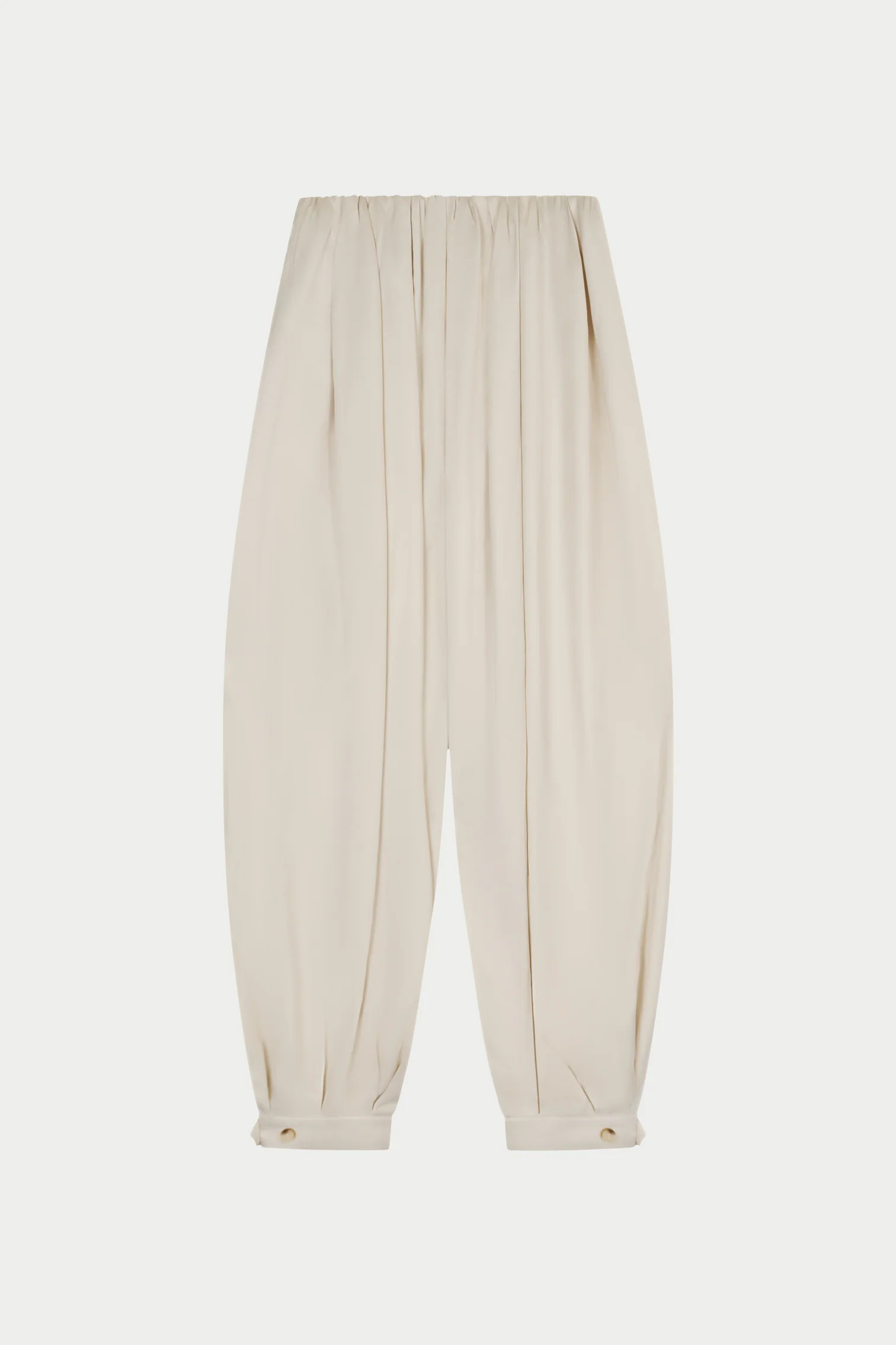 SATIN GATHERED BALLOON TROUSERS - IVORY | The Couture Club
