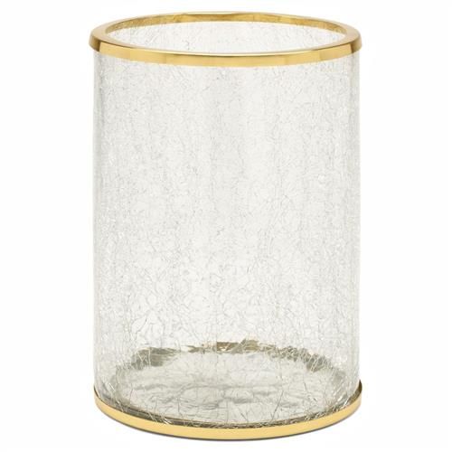 Pigeon and Poodle Pomaria Hollywood Gold Accent Clear Glass Waste Basket | Kathy Kuo Home