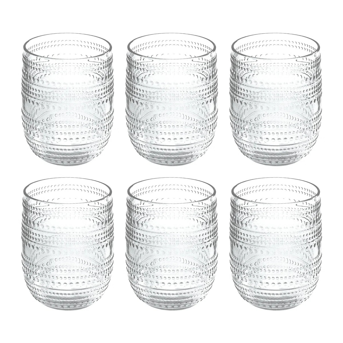 Coridon Beaded Acrylic Stemless Wine Glass - Clear - 15 oz (Set of 6) | Wayfair North America