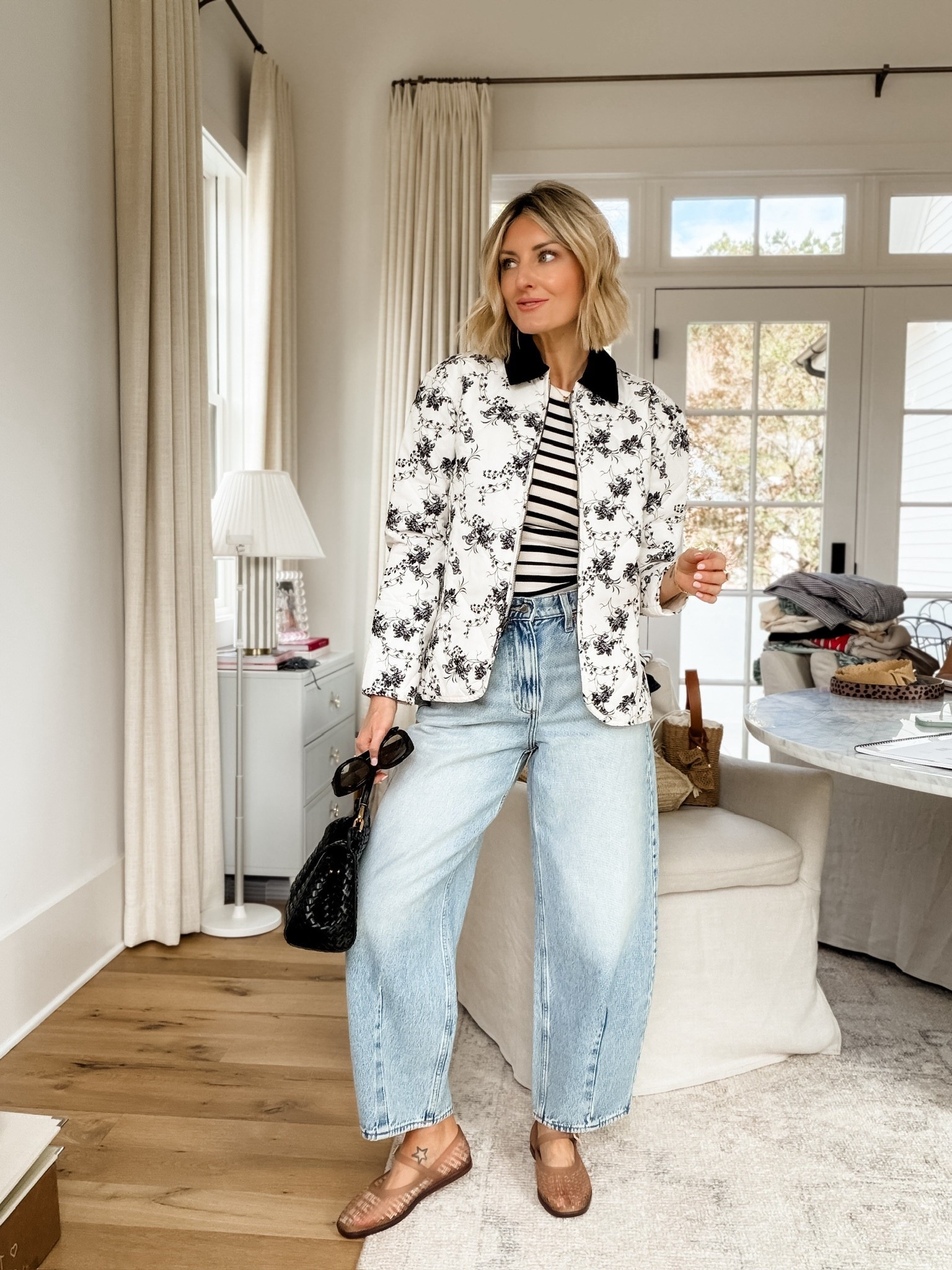 This floral jacket is under $40 from Walmart! 👏🏼 I love to mix prints, and this looks so cute over this striped tank! Wearing XS in jacket/tank & 4 in the jeans!

Loverly Grey, barrel jeans, floral jacket, spring outfit, affordable looks 

#LTKSeasonal