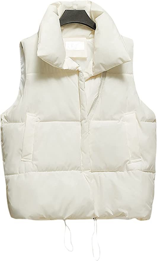 Himosyber Womens Puffer Vest Casual Stand Neck Zip-Up Pocketed Sleeveless Padded Waistcoat | Amazon (US)