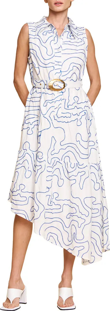 CIEBON Colleen Embroidered Belted Midi Shirtdress | Nordstrom | Nordstrom