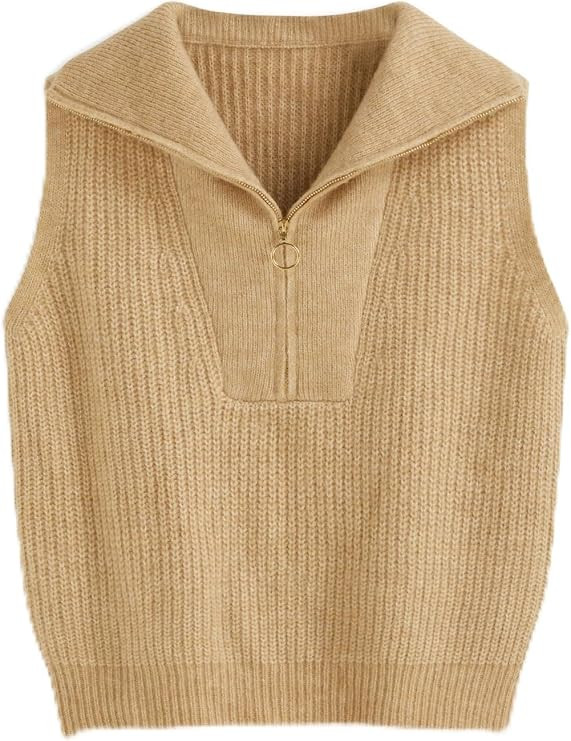CIDER Women's Sweater Vest Sleeveless Quarter Zip Pullover | Collar Zip Up Tank Tops, Trendy Fall... | Amazon (US)