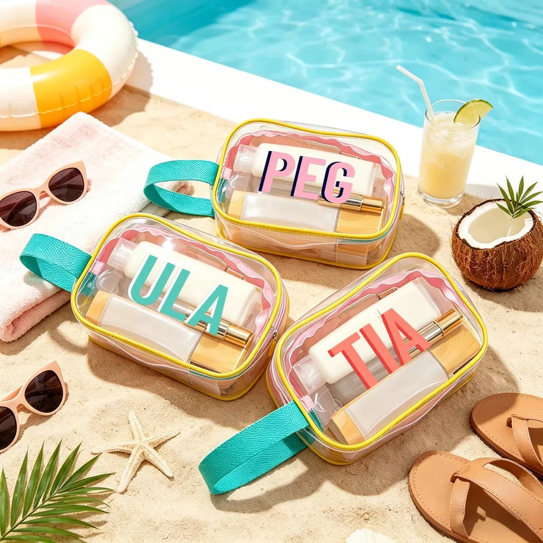 Personalized Monogram Clear PVC Pool and Beach Bag, Custom Initial Wet Dry Organizer, Bridesmaid ... | Etsy (Global)