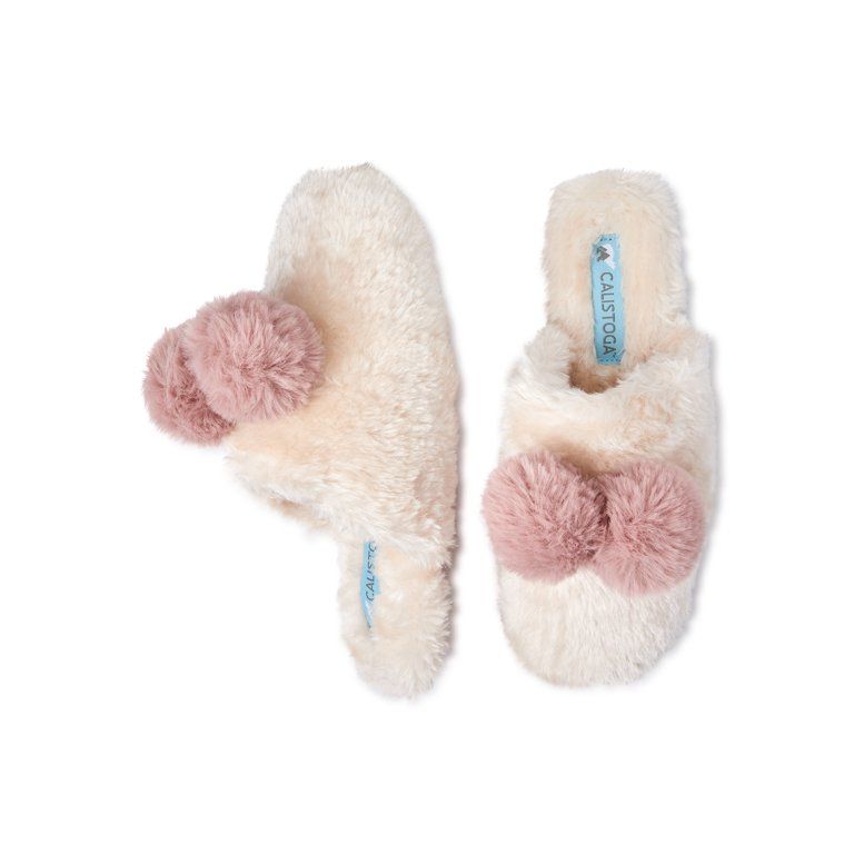 Calistoga Women's Fuzzy Pom Pom Mule Slippers | Walmart (US)