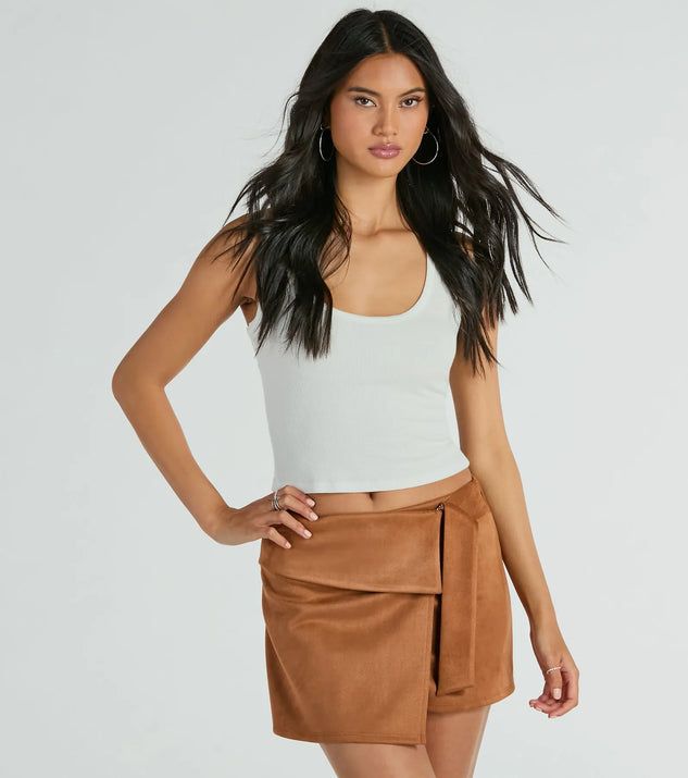 Going Everywhere Belted Faux Suede Skort | Windsor Stores